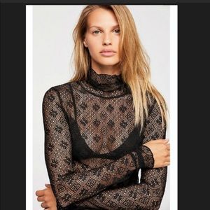Free People Sweet Memories Turtleneck Black XS